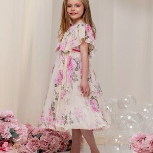 Floral Pink and Cream Kids Dress